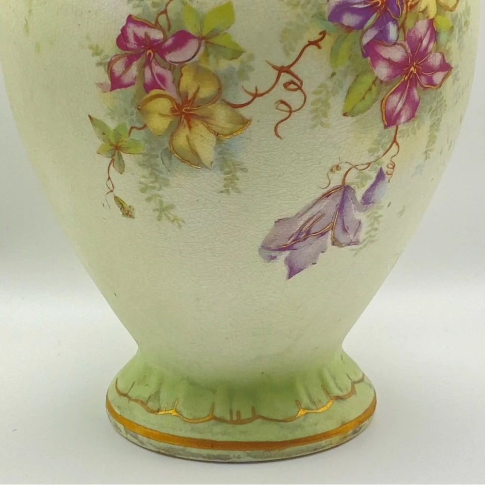 Antique Buffalo Pottery Porcelain Vase Early 1900’s Gilded Lily 10” Victorian